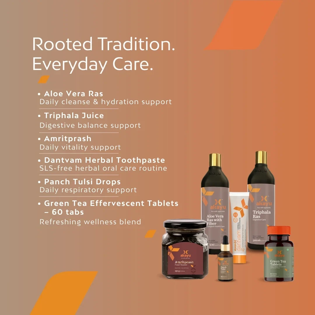 Daily Wellness Starter Pro Kit    (Aloe Vera Ras-500ml, Triphala Juice-500ml, Amritprash-250gm,  Panch Tulsi Drops-25ml, Green Tea Effervescent Tablets-60 tabs,  Dantvam Herbal Toothpaste-100gm)
